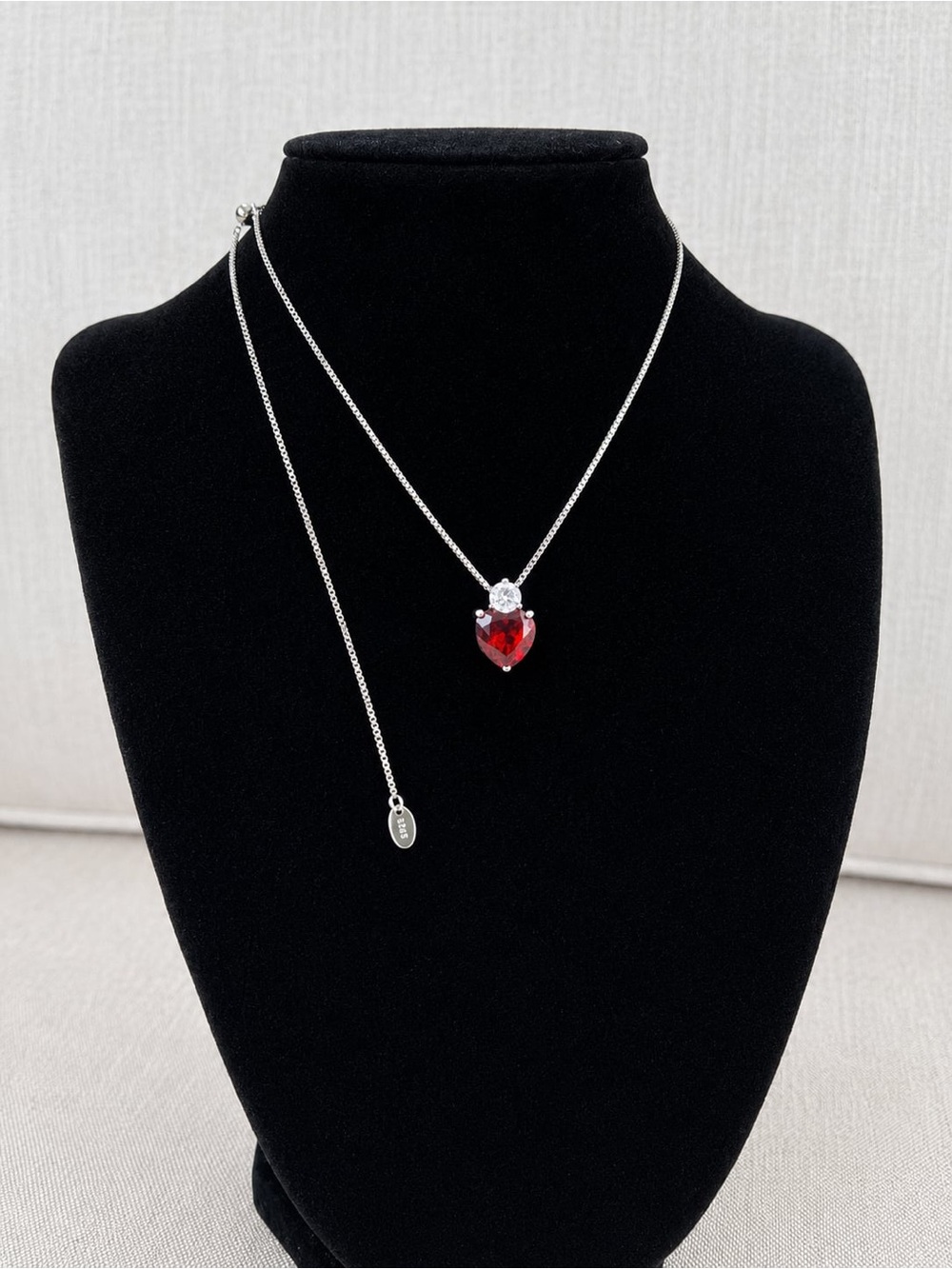 Silver Necklace Heart Pendant with adjustable chain